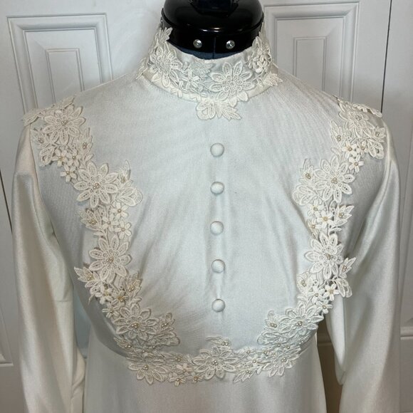 Vintage NWT Barbara Bridals White Floral Embroidered Sweep Wedding Dress Sz 8 - Picture 7 of 15
